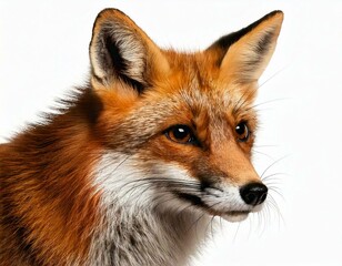 Fototapeta premium Red Fox, Vulpes vulpes, 4 years old, in front of white background