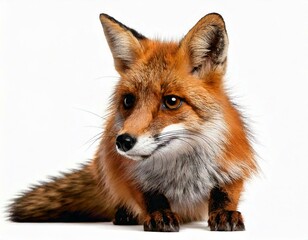 Fototapeta premium Red Fox, Vulpes vulpes, 4 years old, in front of white background