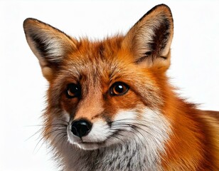 Fototapeta premium Red Fox, Vulpes vulpes, 4 years old, in front of white background