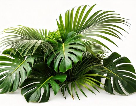 Green leaves of tropical plants bush floral arrangement indoors garden nature backdrop