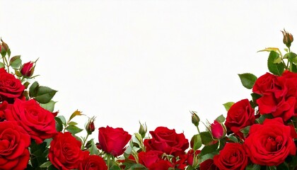 Red rose flowers in a corner floral arrangement isolated on white