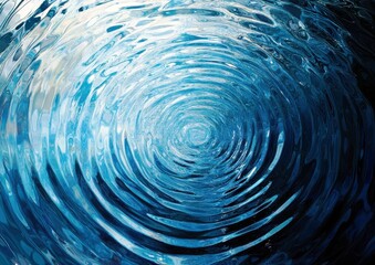 Circular ripples in clear blue water creating a mesmerizing natural pattern and texture reflecting calmness and tranquility in a serene aquatic environment