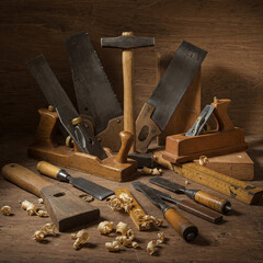 still life with carpenter's tools