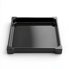 Fototapeta premium black modern tray with minimalist edges, centered on a clean white background
