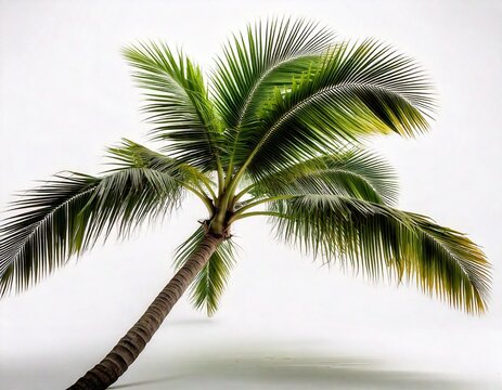 Tropical coconut palm tree isolated on white background