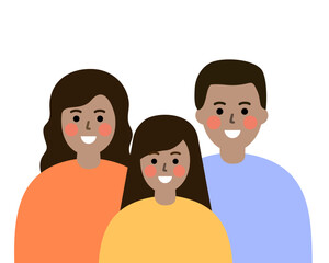 Fototapeta premium Happy family. Smiling parent and child daughter together. Relationship, love, parenthood, childhood concept. Flat people character vector design isolated illustration.