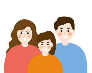Happy family. Smiling parent and child daughter together. Relationship, love, parenthood, childhood concept. Flat people character vector design isolated illustration.