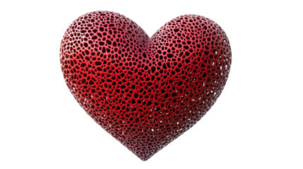 Red gyroid heart representing love and valentine's day on transparent background