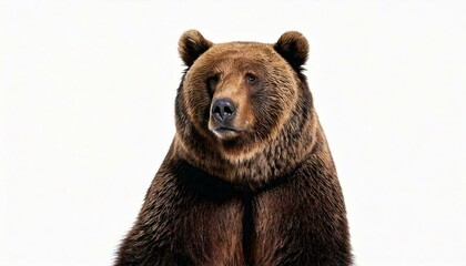 Obraz premium Siberian Brown Bear, 12 years old, standing upright against white