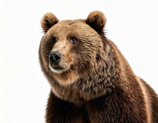 Obraz premium Siberian Brown Bear, 12 years old, standing upright against white
