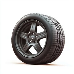 Obraz premium Flat car tire with a visible nail stuck in it, isolated on a clean white background