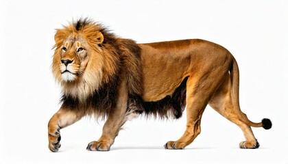 Obraz premium Side view of a Lion walking, looking at the camera, Panthera 