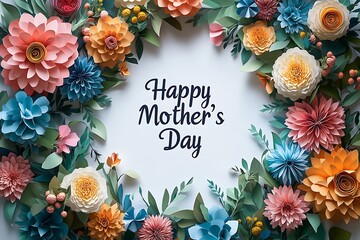 Happy Mother's Day cute composition of cartoon flat elements in vintage color scheme. For banners, posters, cards, labels, stickers, advertising. Spring digital illustration.