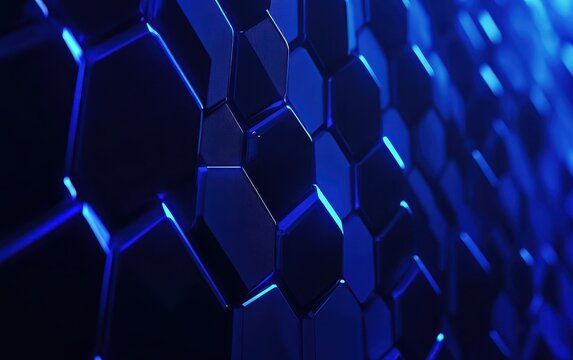 Blue hexagon tech texture, abstract background, digital design