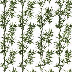 Fototapeta premium Elegant Green Bamboo Leaf Pattern on a Clean White Background for Modern and Minimalist Designs, Perfect for Textiles, Wallpaper, and Home Decor