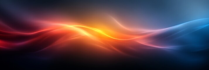 Obraz premium Dynamic Flow of Vibrant Colors, Abstract Waves of Blue, Cyan, Red, and Orange on a Dark Background