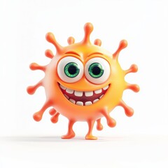 Naklejka premium cartoonish germ with big eyes and a mischievous smile, isolated on a clean white background