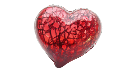 Broken heart melting on transparent background symbolizing lost love
