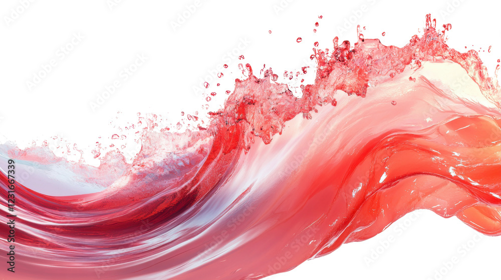 Poster refreshing red liquid splashing with transparent background
