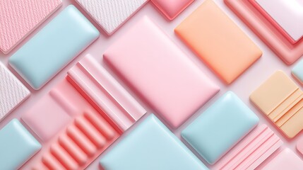 Fototapeta premium Abstract Composition of Colorful Geometric Shapes in Pastel Tones Ideal for Modern Design and Creative Projects
