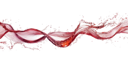 Red wine splashing with transparent background