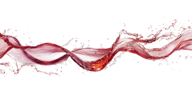 Red wine splashing with transparent background