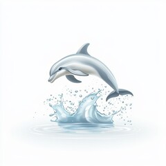 Obraz premium Graceful dolphin jumping out of the water, isolated on a clean white background