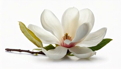Fototapeta premium tender white magnolia flower isolated white background