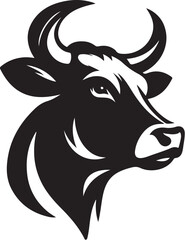  Head Cow Illustration Silhouette - Vector Icon on White Background
