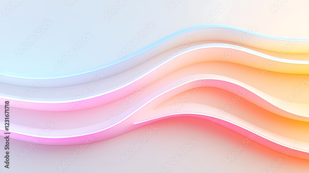 Poster abstract waves with soft gradients and neon light effects for modern design and background concepts