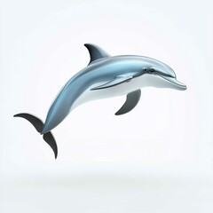 Fototapeta premium Graceful dolphin jumping out of the water, isolated on a clean white background