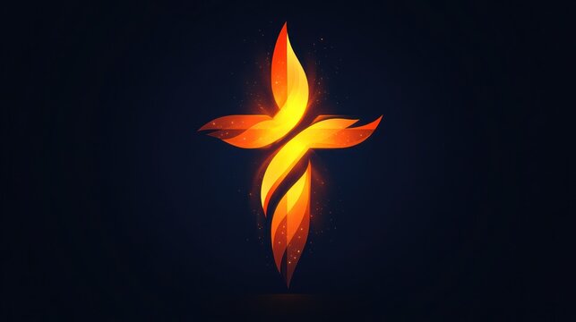 A minimalist Methodist church cross and flame logo, symbolizing faith, hope, and community in a clean and modern style