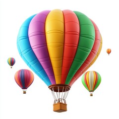 Fototapeta premium Hot air balloon festival with colorful balloons in the sky, centered on a clean white background