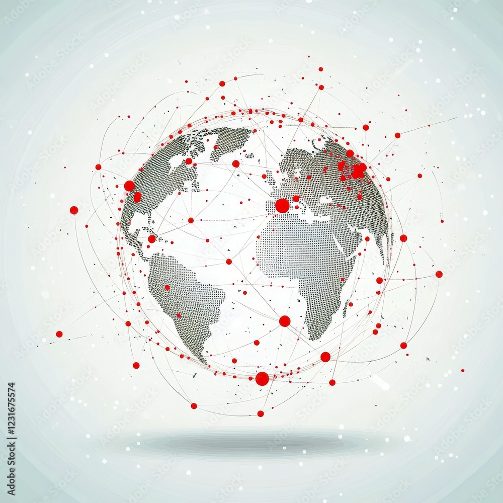 Poster abstract global network with dots and lines representing connections