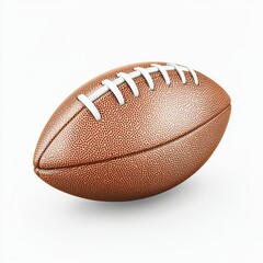 Fototapeta premium Official-size American football with a textured grip surface, placed on a bright white background