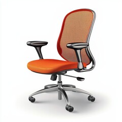 Fototapeta premium Modern ergonomic office chair with a mesh backrest, isolated on a clean white background