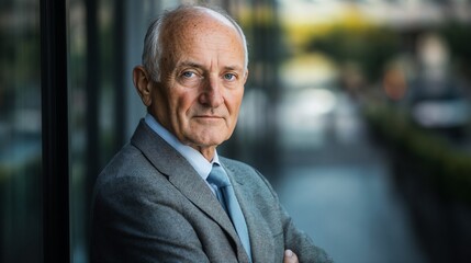 Naklejka premium Senior executive in professional portrait. Perfect for business leadership and corporate expertise content.