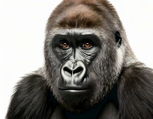 Fototapeta premium Young Silverback Gorilla in front of a white background 