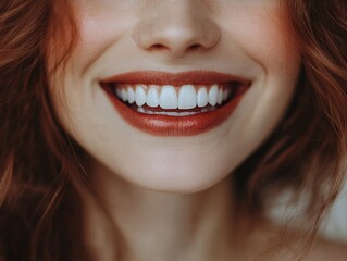 Fototapeta premium Captivating smile portrait studio photography bright background close-up beauty concept