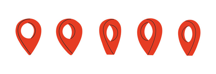 Set of hand draw map pins illustration