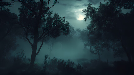 misty forest at night © mech