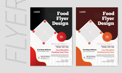 Modern and minimalist   A4 size food flyer restaurant Vector template design. Marketing social media  post.
multiple food new  menu design.        