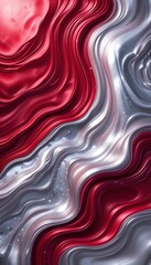 Obraz premium Abstract Red and Silver Wave Pattern Design