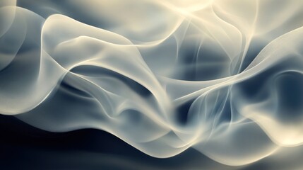 Fototapeta premium Abstract flowing waves of light and shadow create a serene, ethereal atmosphere.