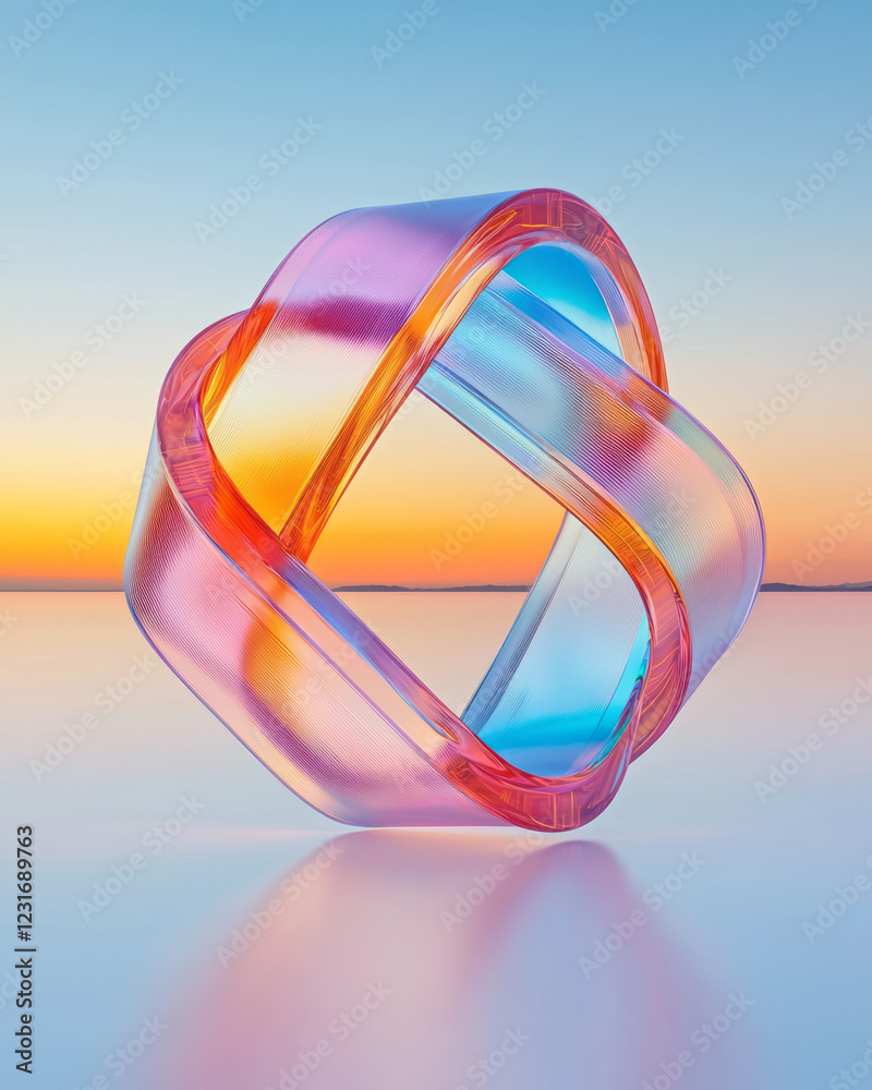 Poster a conceptual 3d design showcasing mirrored blocks arranged in a circular pattern, their glossy exter