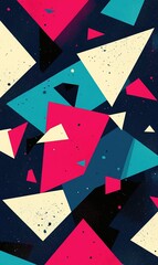 Obraz premium Abstract Geometric Background Pink Teal Beige Triangles