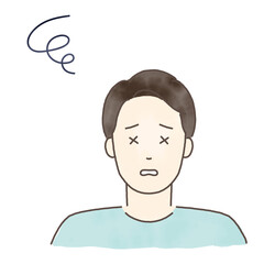 かわいい手描き水彩風の困る男性のベクターイラスト