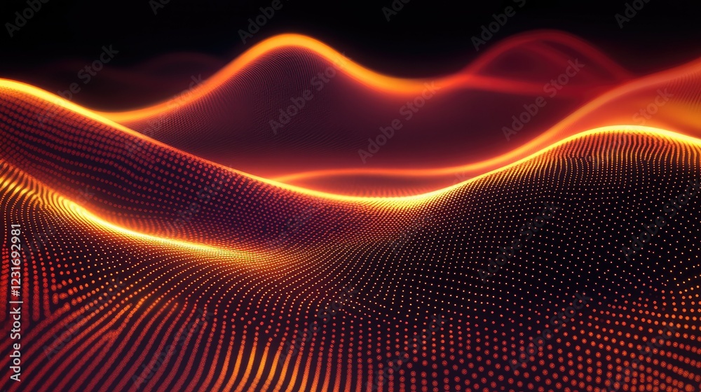 Poster dynamic abstract digital background with glowing lines and grid patterns, evoking technology and ai
