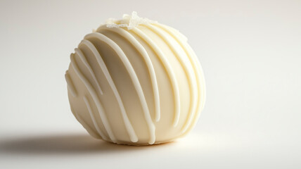 White chocolate truffle with drizzle design isolated for gourmet branding.