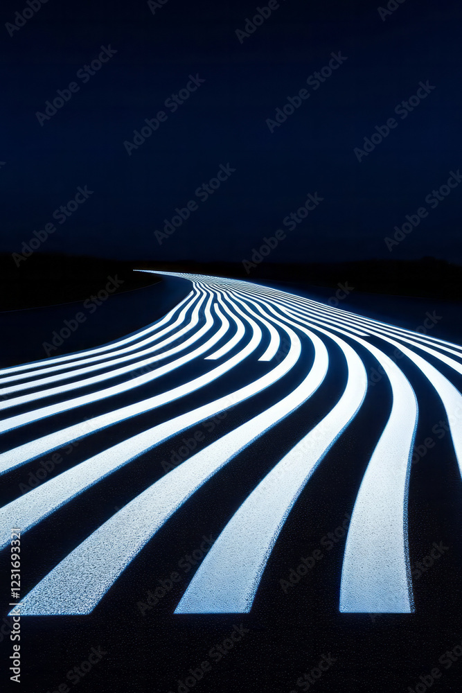 Aufkleber An artful perspective capturing light trails passing by a quiet pedestrian crossing, emphasizing the stark contrast between motion and stillness,